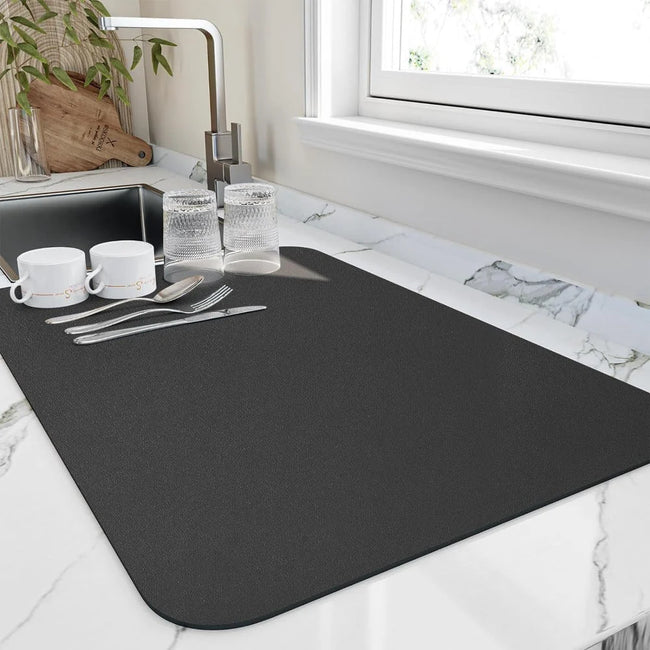 Dish Drying Mat – Fast-Drying Soft Diatomite with Space-Saving Design