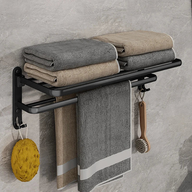 Folding Towel Rack with Space-Saving Design and Dual Bars