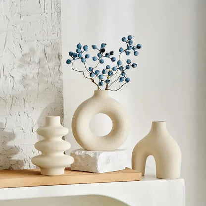 Ceramic Decorative Vases Set with Textured Matte Finish for Bohemian Interior Style 2
