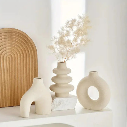 Ceramic Decorative Vases Set with Textured Matte Finish for Bohemian Interior Style 7