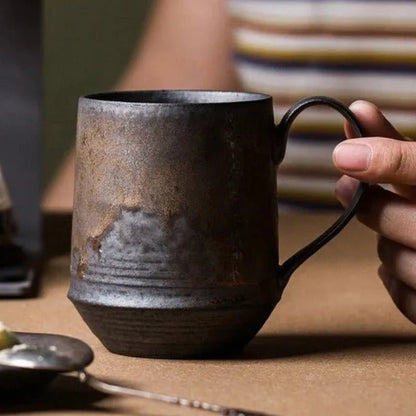 Ceramic Vintage-Inspired Coffee Mug with Rustic Design and Comfortable Grip 2
