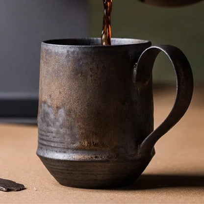 Ceramic Vintage-Inspired Coffee Mug with Rustic Design and Comfortable Grip 4