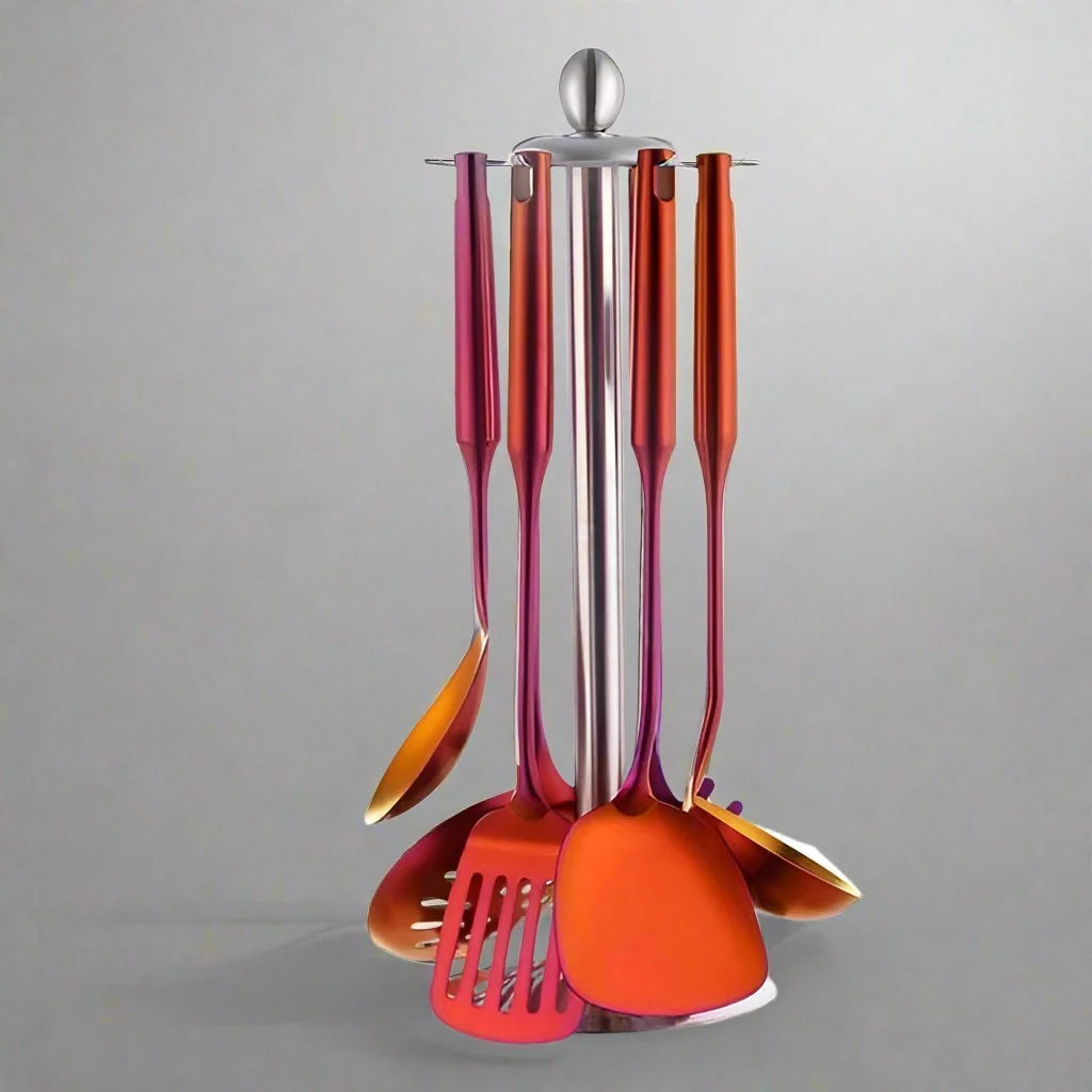 Cooking Utensils Set with Vibrant Finish and Ergonomic Design 0