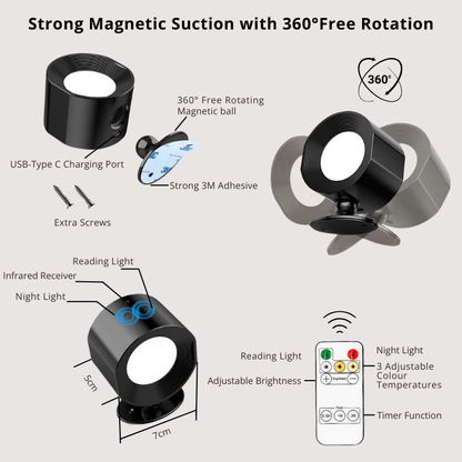 LED Wall Light | 360° Rotating Wall Lamp with Remote Control | Adjustable Brightness for Versatile Home Lighting 5
