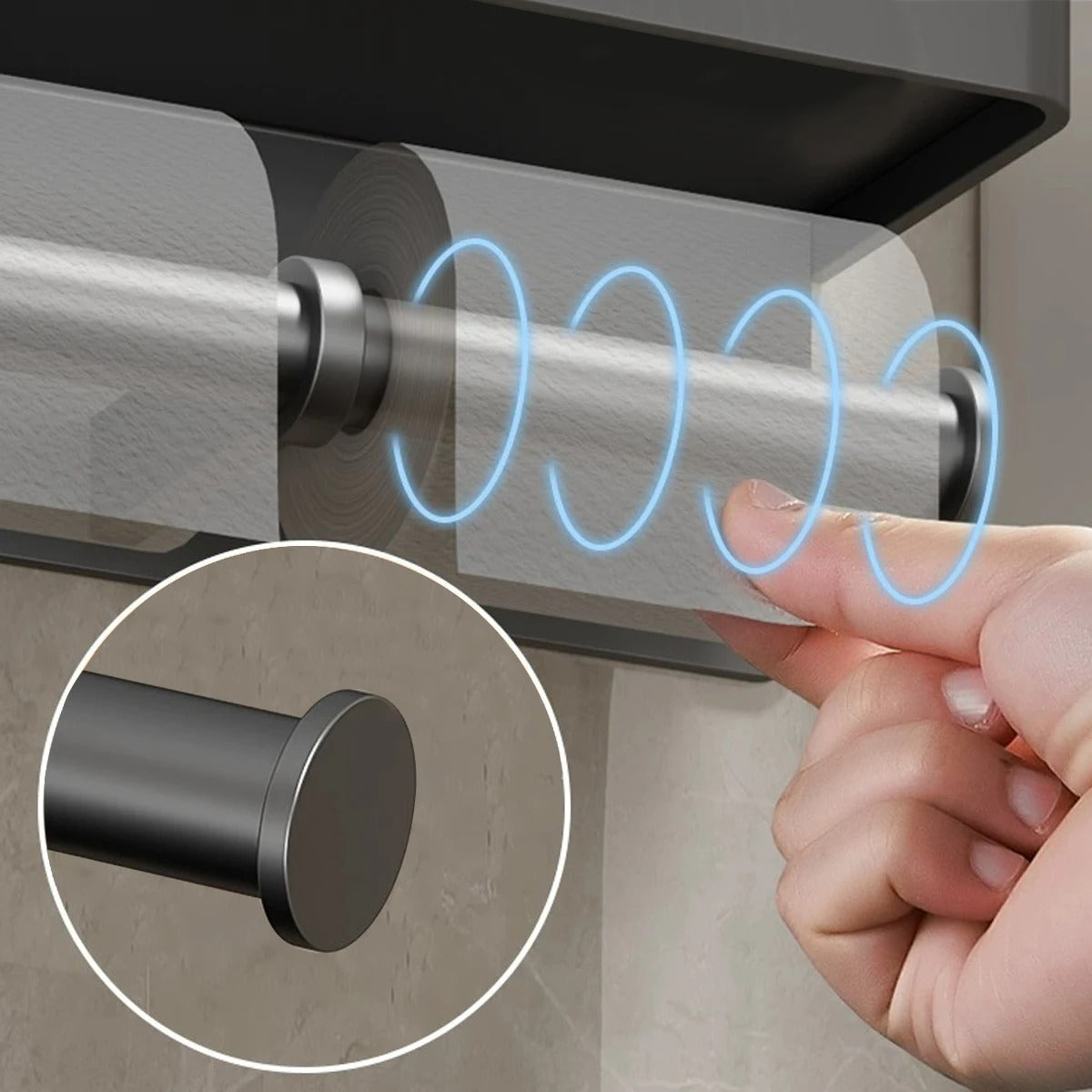 Modern Aluminum Toilet Paper Holder with No-Drill Installation | Sleek Design for Space-Saving Organization 2