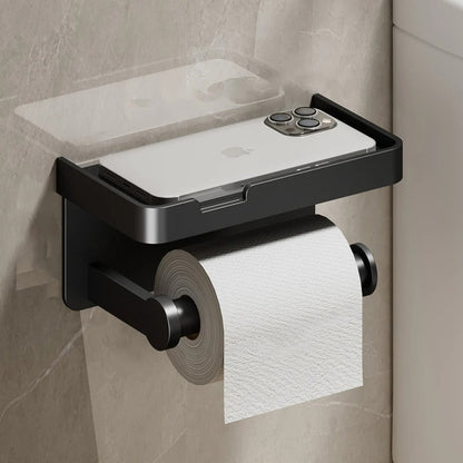 Modern Aluminum Toilet Paper Holder with No-Drill Installation | Sleek Design for Space-Saving Organization 7