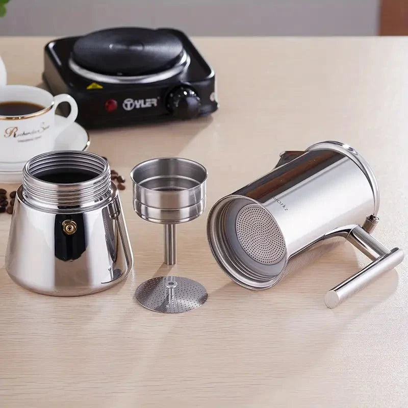 Moka Pot with Heat-Resistant Handle for Stovetop Espresso and Italian Coffee 2