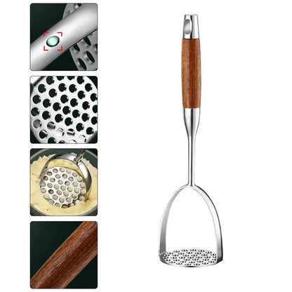 Potato Masher with Ergonomic Wooden Handle 4