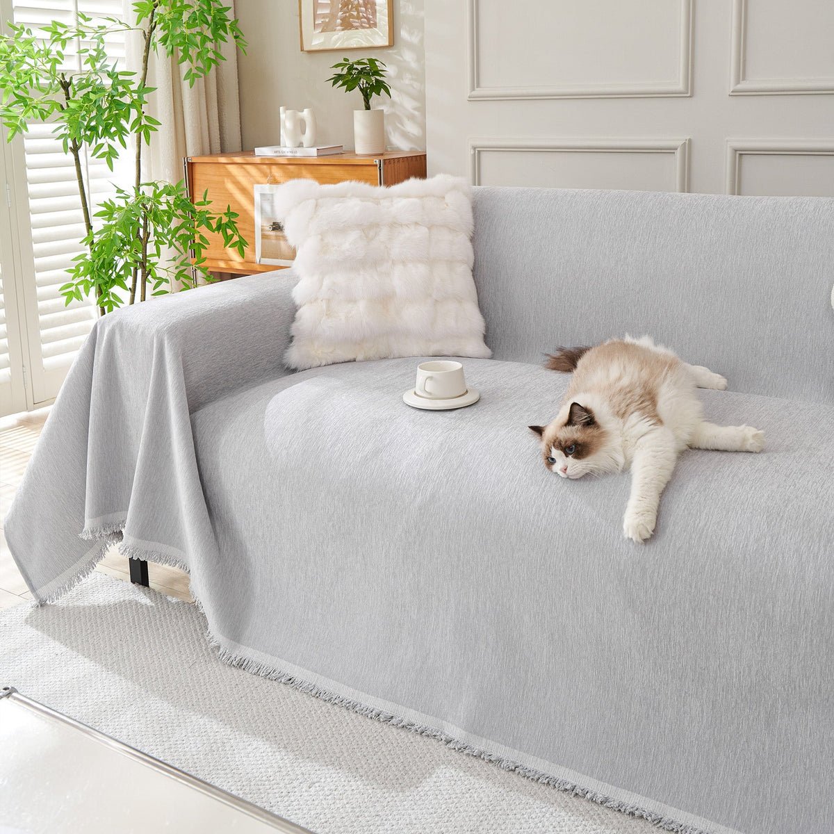 Sofa Cover with Geometric Pattern and Stretch Fit Slipcover 7