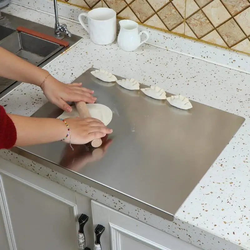 Stainless Steel Chopping Board with Spill-Resistant Edges 1