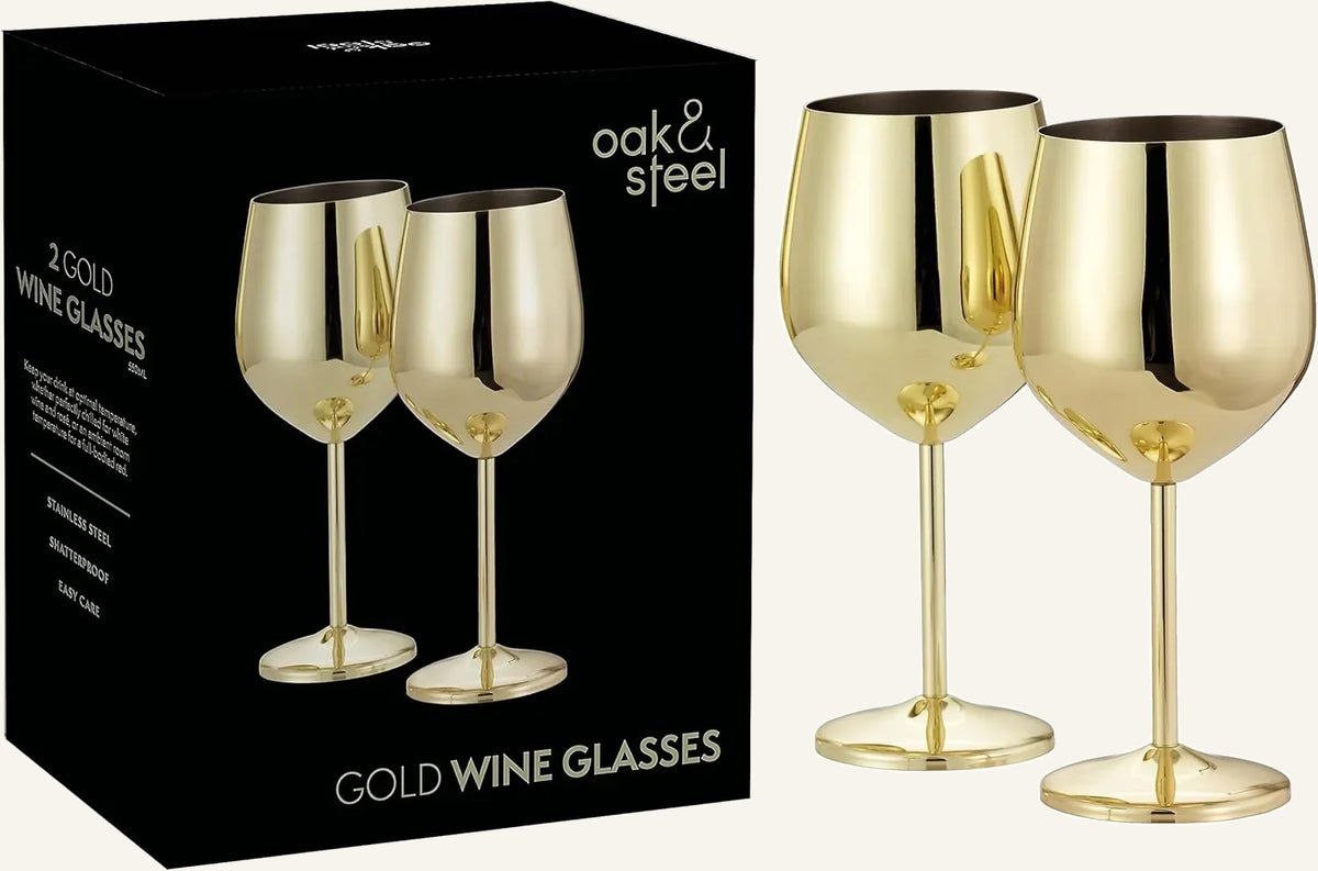 Wine Glasses with Gold Finish and Shatterproof Stainless Steel Design 0