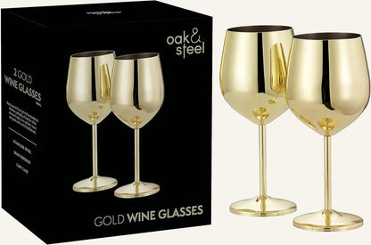 Wine Glasses with Gold Finish and Shatterproof Stainless Steel Design 0