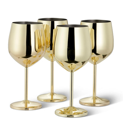 Wine Glasses with Gold Finish and Shatterproof Stainless Steel Design 1
