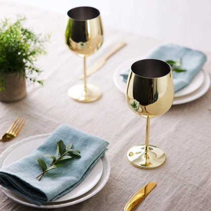 Wine Glasses with Gold Finish and Shatterproof Stainless Steel Design 2