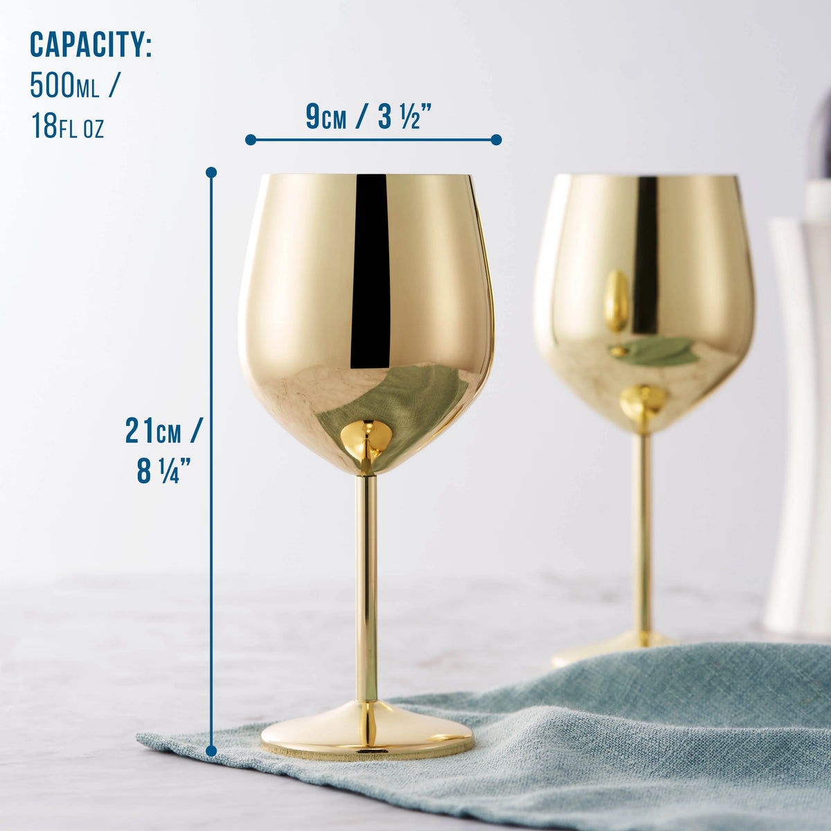 Wine Glasses with Gold Finish and Shatterproof Stainless Steel Design 3