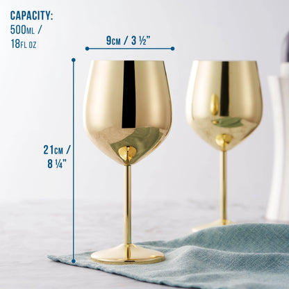 Wine Glasses with Gold Finish and Shatterproof Stainless Steel Design 3
