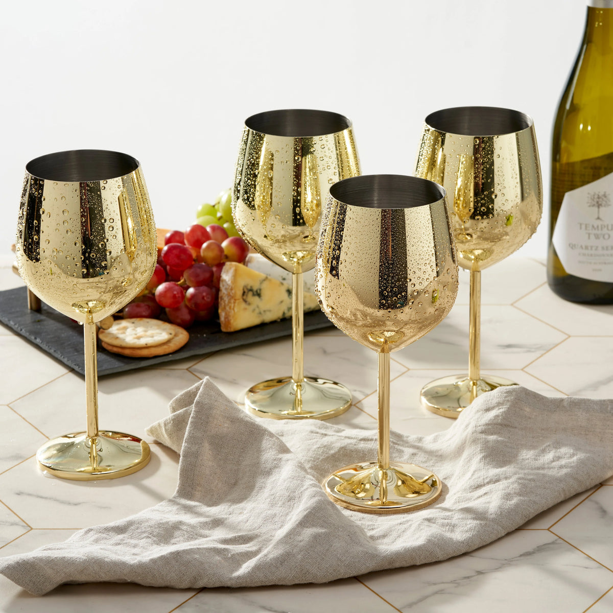 Wine Glasses with Gold Finish and Shatterproof Stainless Steel Design 5