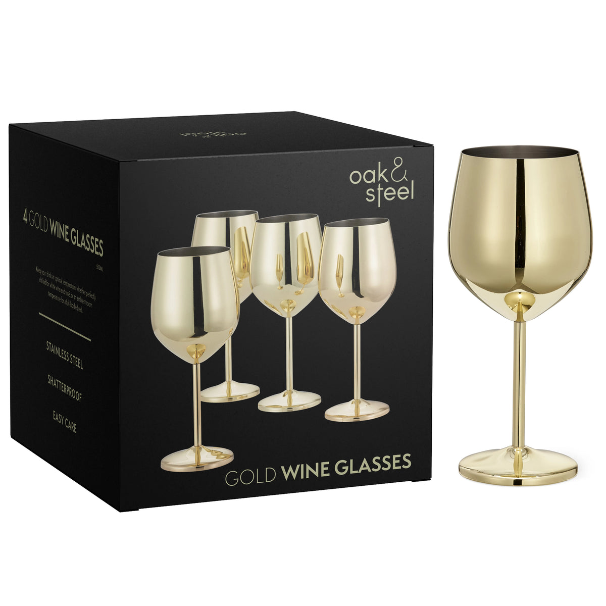 Wine Glasses with Gold Finish and Shatterproof Stainless Steel Design 6