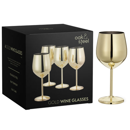 Wine Glasses with Gold Finish and Shatterproof Stainless Steel Design 6