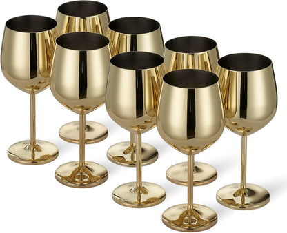 Wine Glasses with Gold Finish and Shatterproof Stainless Steel Design 7