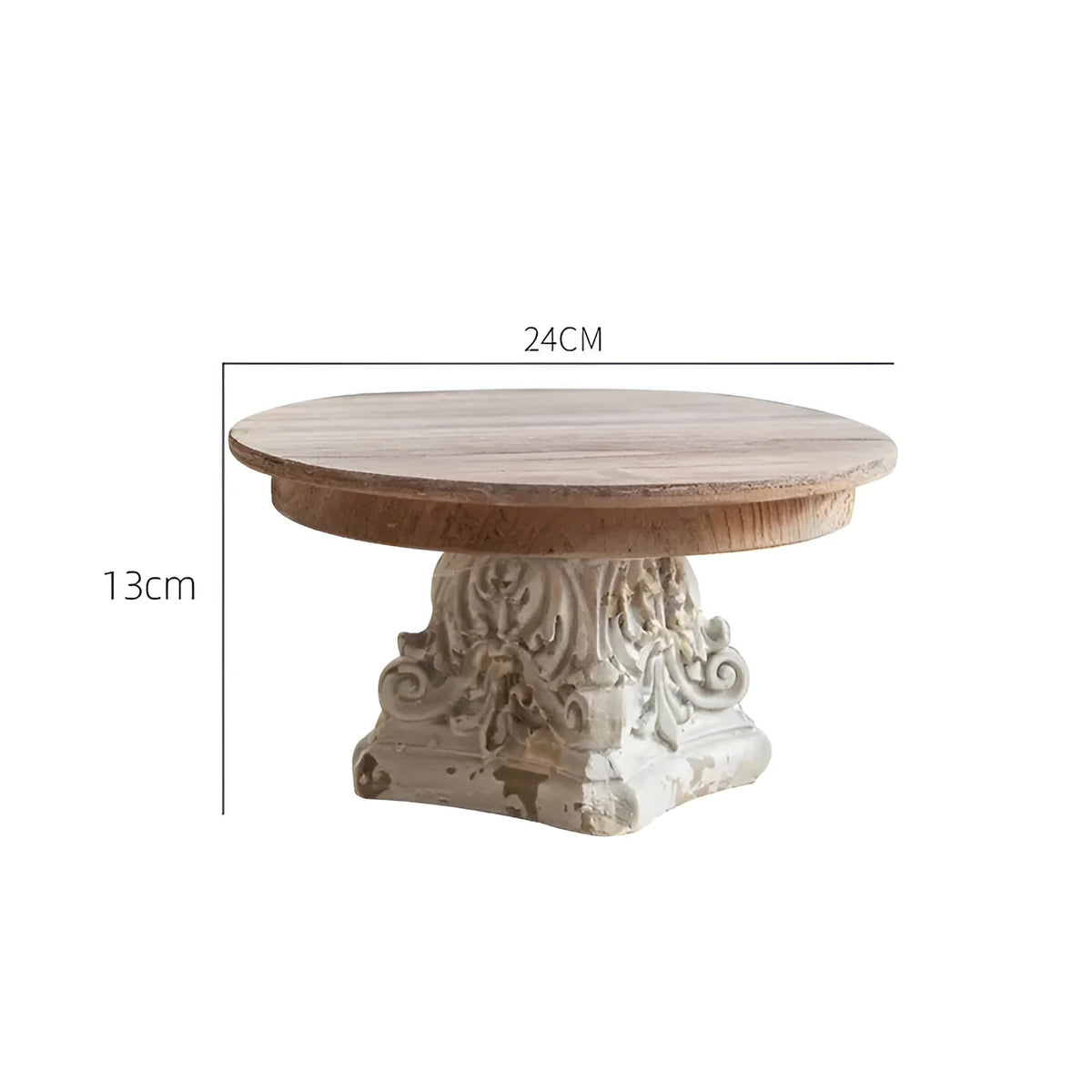 Wooden Pedestal Stand with Distressed Base for Decor 4